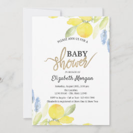 Eleganta akvarellcitroner Baby Shower Inbjudningar