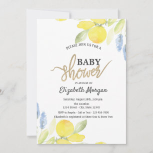 Eleganta akvarellcitroner Baby Shower Inbjudningar