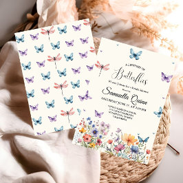 Eleganta akvarellfjärilar Bröllosdusch Inbjudningar