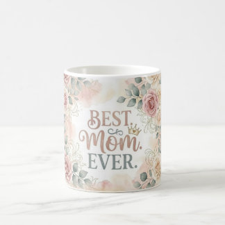 Eleganta akvarellrosor "Bästa mamma någonsin" Blom Kaffemugg