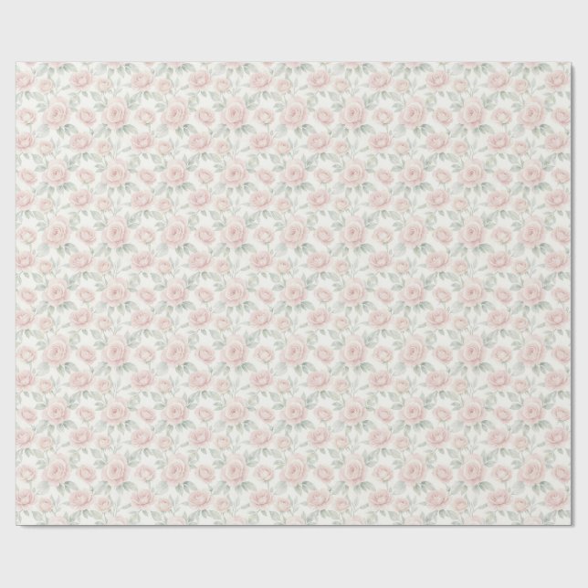 Eleganta akvarellrosor presentpapper (Platt)