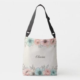 Eleganta akvarellskissade blommor axelväska