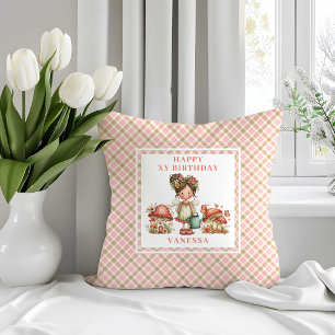 Eleganta Ängsblommor Rosa Blommor Födelsedags Kudd Kudde