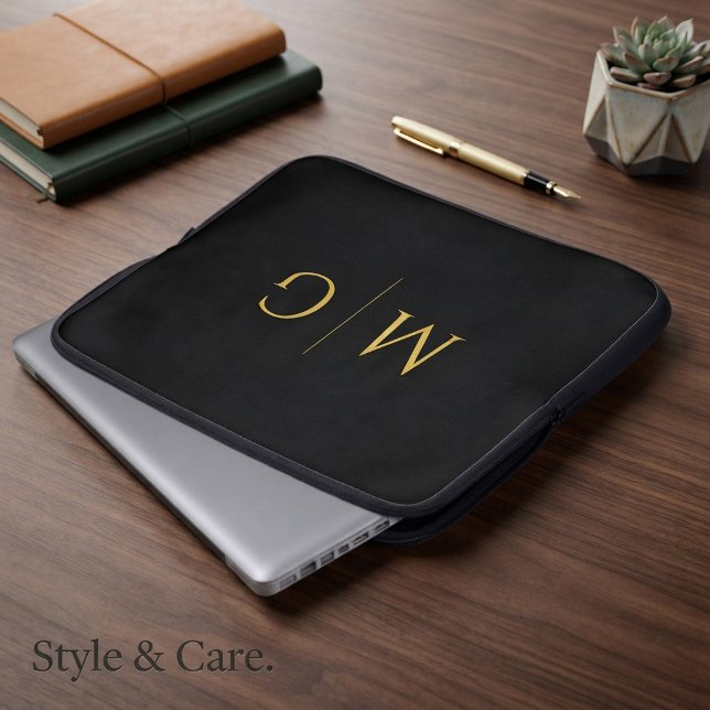 Eleganta anpassade initialer moderna laptop fodral (Chic Custom Initials Modern Laptop Sleeve)