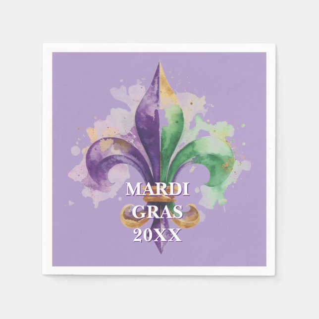 Eleganta anpassade Mardi Gras-färger Pappersservett (Framsidan)
