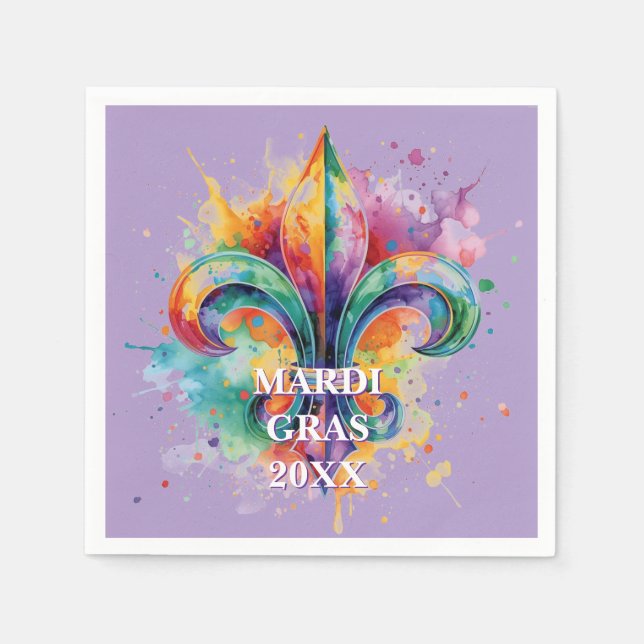 Eleganta anpassade Mardi Gras-färger Pappersservett (Framsidan)