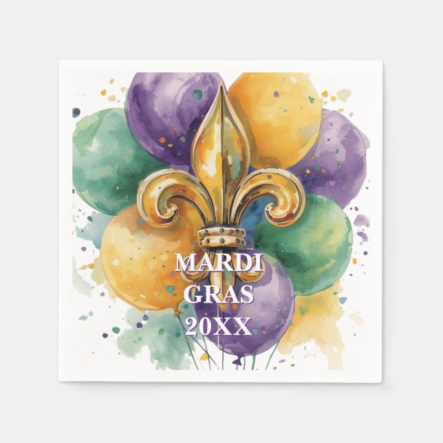 Eleganta anpassade Mardi Gras-färger Pappersservett (Framsidan)