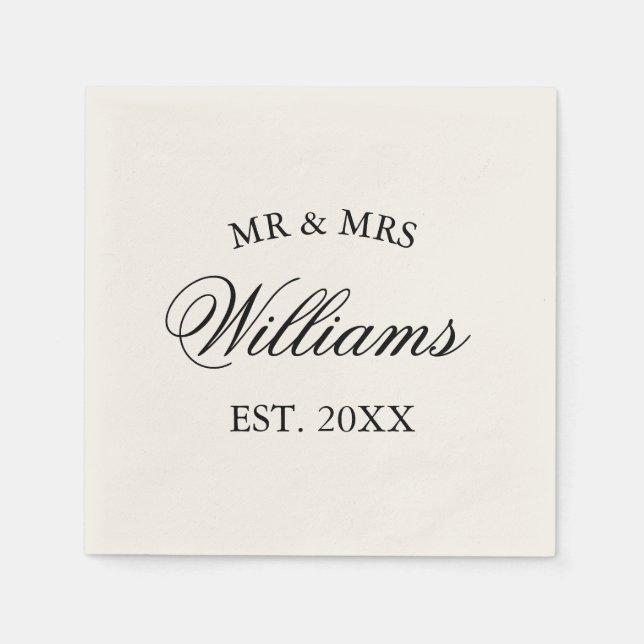 Eleganta anpassade Mr Mrs pappers servetter för br (Framsidan)