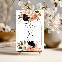 Eleganta Anpassningsbara Blommiga Bordnummerkort Bordsnummer
