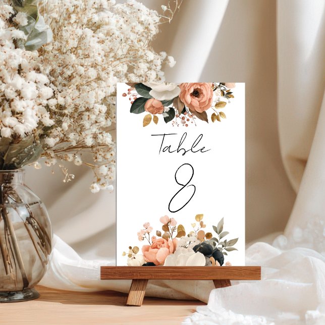 Eleganta Anpassningsbara Blommiga Bordnummerkort Bordsnummer (Skapare uppladdad)