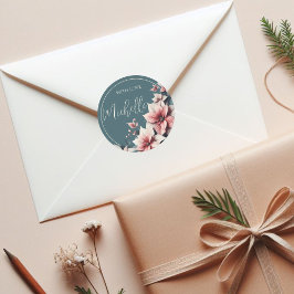 Eleganta anpassningsbara pastellfärgade blommor runt klistermärke