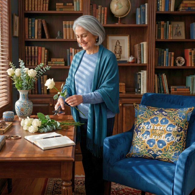 Eleganta antika kakelgåvor för pensionering för he kudde (Elegant Antique Tile Retirement Gifts for Her Mom Throw Pillow)