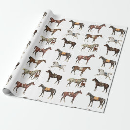 Eleganta antika sadlade hästar bruna vita presentpapper