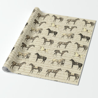Eleganta antika sadlade hästar på beige skrift presentpapper