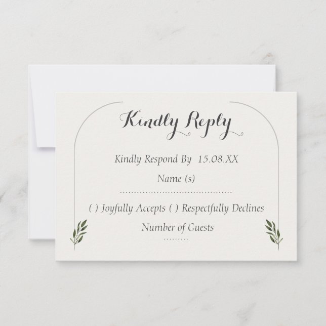 Eleganta ark botaniska grönska bröllop RSVP-kort OSA Kort (Framsida)