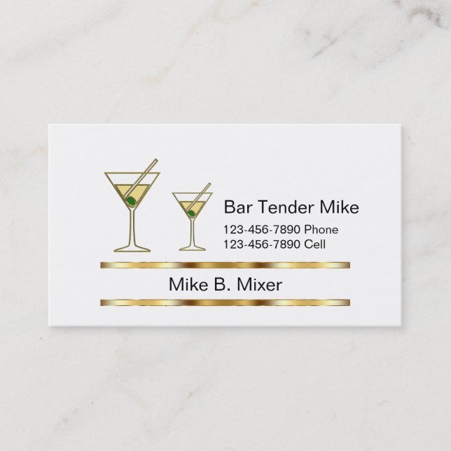 Eleganta Bartender Affärskort Visitkort (Framsida)