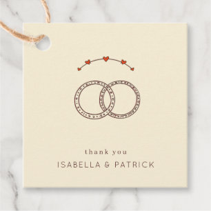 Eleganta Beige Minimalistiska Ringar och Hjärtan Gåvor Etiketter