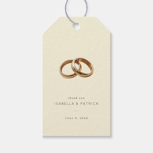 Eleganta beige sammanflätade ringar presentetikett (Framsidan)