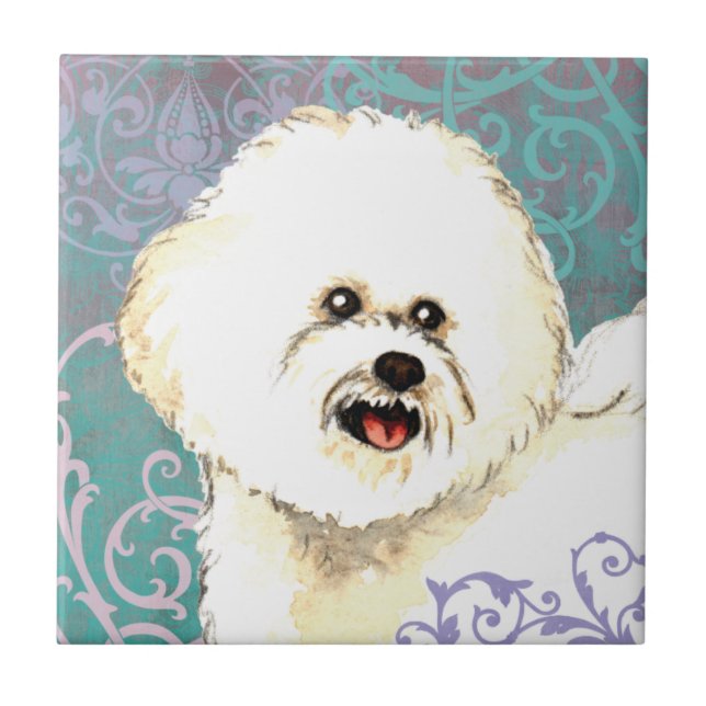 Eleganta Bichon Frise Kakelplatta (Framsidan)