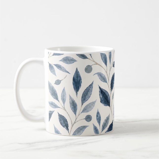 Eleganta blå akryl blad kaffemugg (Vänster)