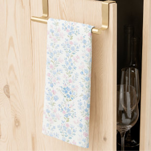 Eleganta blå blommiga kökshanddukar