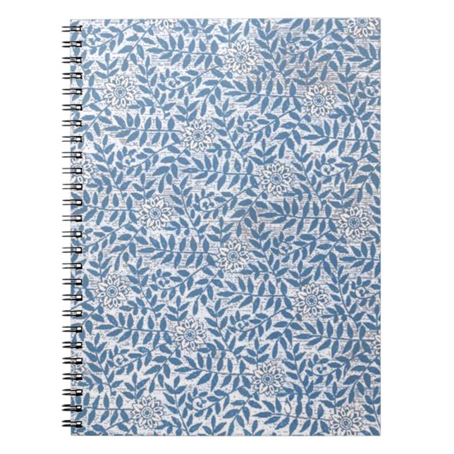 ELEGANTA BLÅ BLOMMÖNSTER ANTECKNINGSBOK MED SPIRAL (Framsidan)