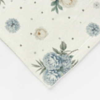 Eleganta Blå Blommor Fleecefilt