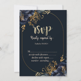 Eleganta Blå Blommor RSVP Inbjudningar