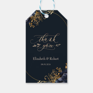 Eleganta Blå Blommor Tack  Presentetikett