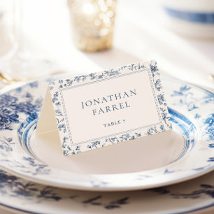 Eleganta blå chinoiserie bröllopsplatskort bordsnummer