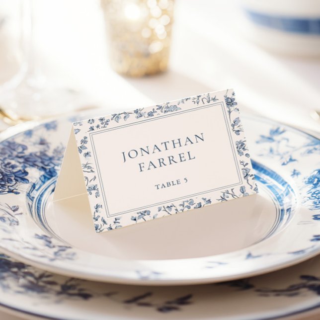 Eleganta blå chinoiserie bröllopsplatskort bordsnummer (Skapare uppladdad)