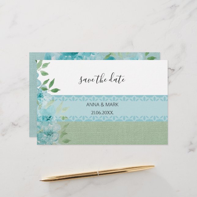 Eleganta blå fältblommor akvarell brevpapper (Fram/Back In Situ)