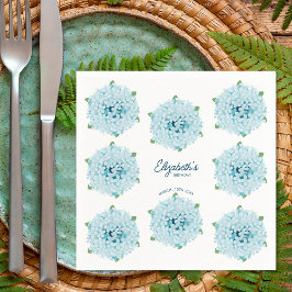 Eleganta blå hortensia Blommig födelsedagsfest Pappersservett