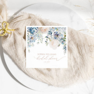 Eleganta blå hortensia bröllopsdusch servetter