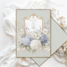 Eleganta blå hortensior Sage Vintage Bröllop
