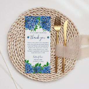 Eleganta Blå Hydrangea Vattenfärg Bröllop Tack Kort