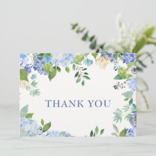 Eleganta blå hydrangeor Grönska Bröllopsblommor Tack Kort