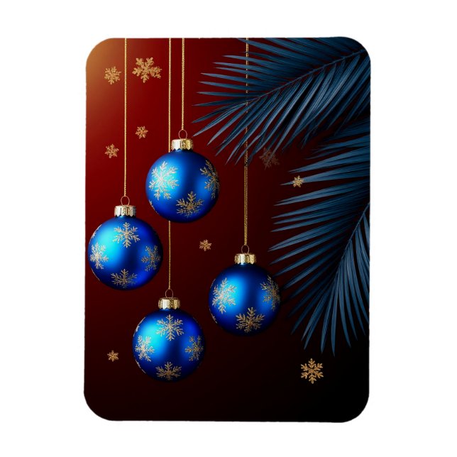 Eleganta blå juldekorationer magnet (Vertikal)