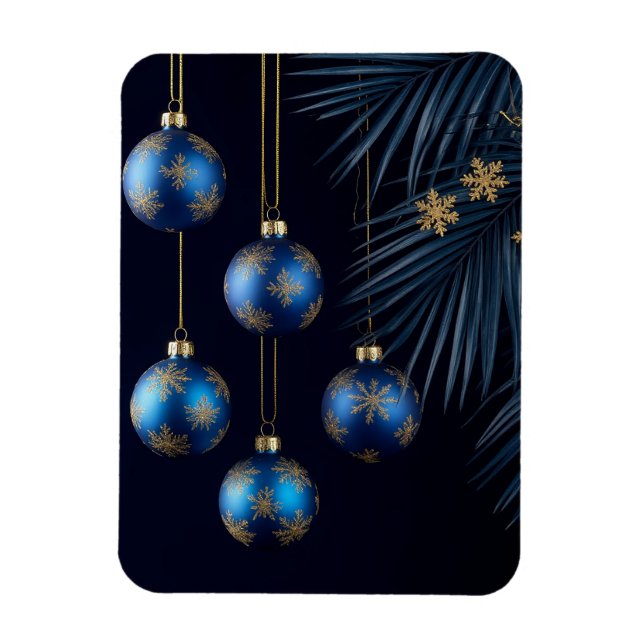 Eleganta blå juldekorationer magnet (Vertikal)