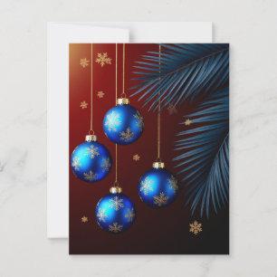 Eleganta blå juldekorationer vykort