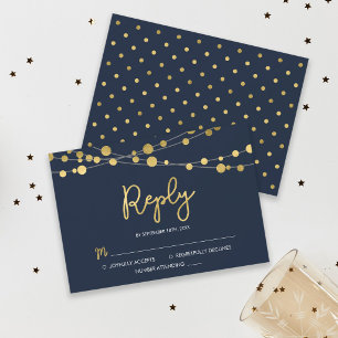 Eleganta blå ljusslingar RSVP-svar OSA Kort