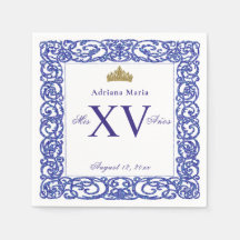 Eleganta blå Mis XV Quinceanera servetter