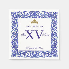Eleganta blå Mis XV Quinceanera servetter