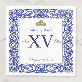 Eleganta blå Mis XV Quinceanera servetter