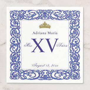 Eleganta blå Mis XV Quinceanera servetter