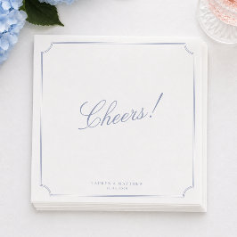 Eleganta blå ram bröllopsservetter pappersservett