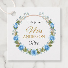 Eleganta blå rosor & babysand  gåvor etiketter