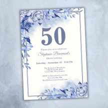 Eleganta blå rosor Blommig Kvinnas 50-årsdag 