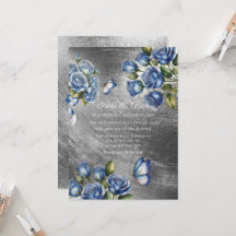 Eleganta blå rosor fjäril silverbröllop