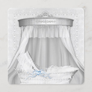 Eleganta blå vagga baby pojke shower inbjudan